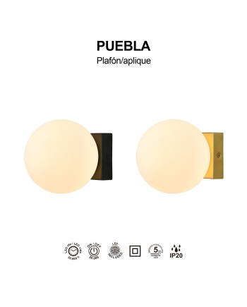 PUEBLA * PLAFÓN / APLIQUE LED 6W 3000K NEGRO